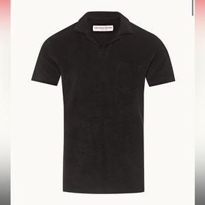 Orlebar Brown Black Tailored Fit Towelling Resort Polo Shirt